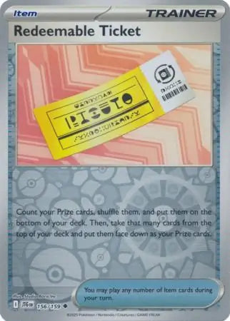Redeemable Ticket #JTG 156